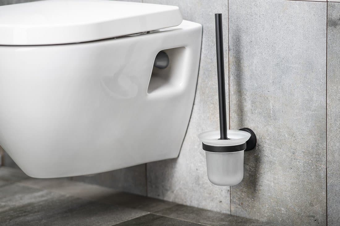 Szczotka do WC SAMBA wisząca, mleczne szkło, czarny mat