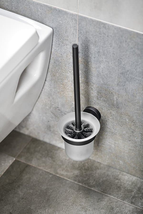 Szczotka do WC SAMBA wisząca, mleczne szkło, czarny mat