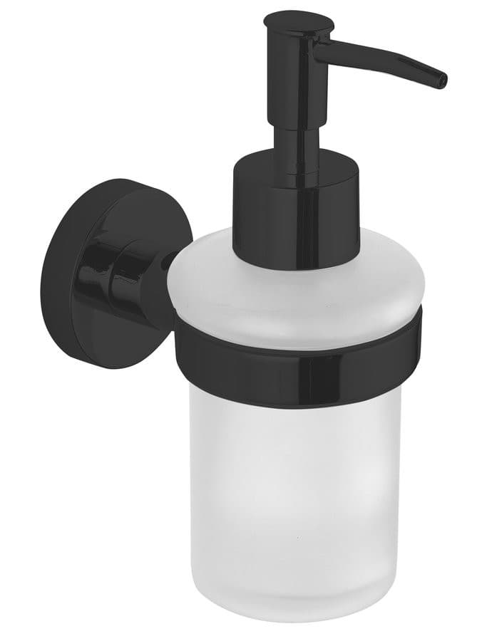SAMBA dozownik do mydła 150ml, mleczne szkło, czarny mat