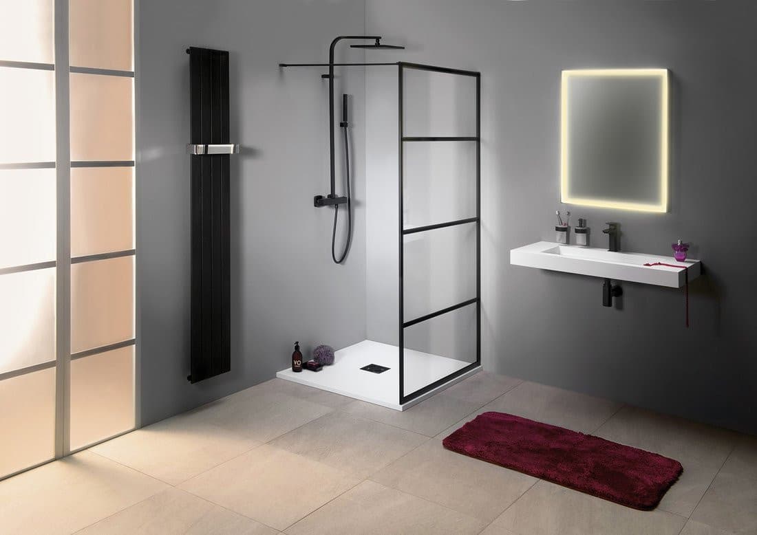 CURE BLACK walk-in prysznic, 800 mm, szkło czyste
