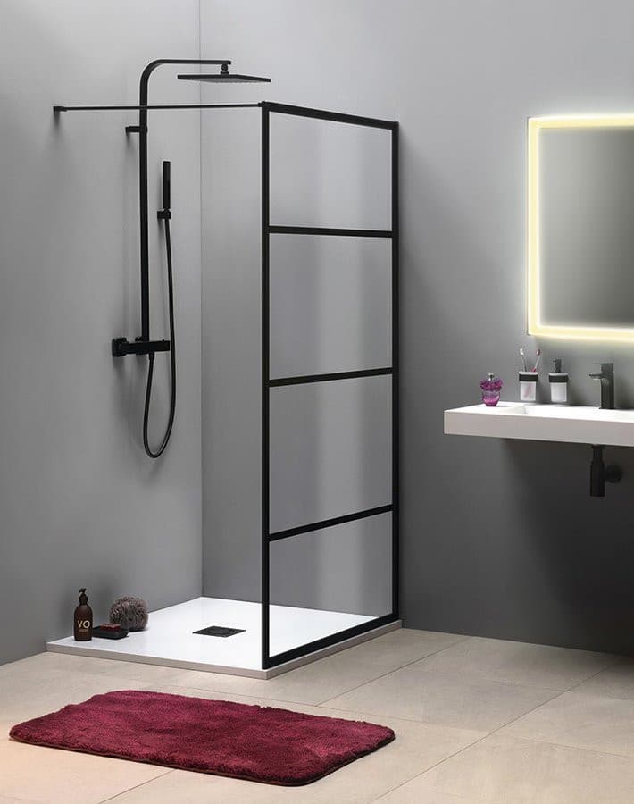 CURE BLACK 1100 mm kabina walk-in, szkło czyste