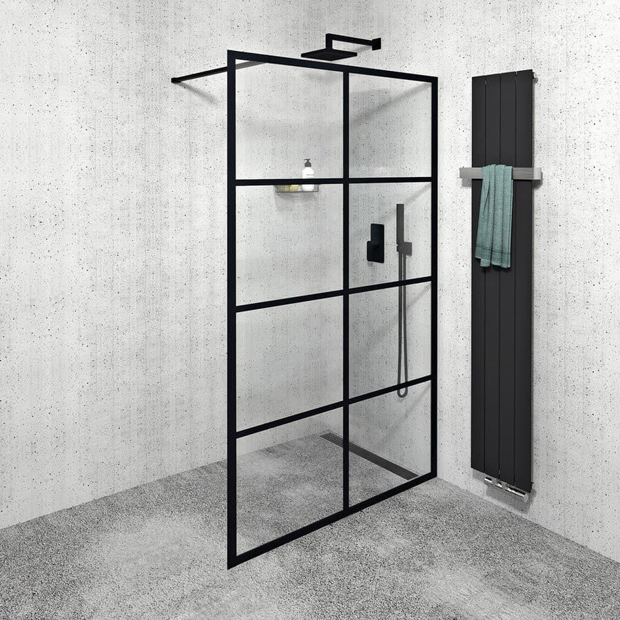 CURE BLACK walk-in 1400 mm, szkło przezroczyste
