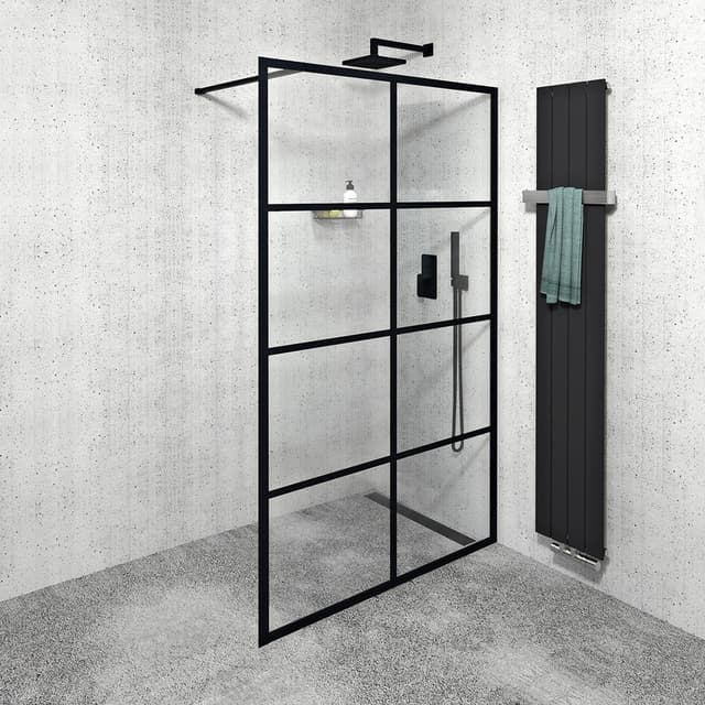 CURE BLACK walk-in 1400 mm, szkło przezroczyste