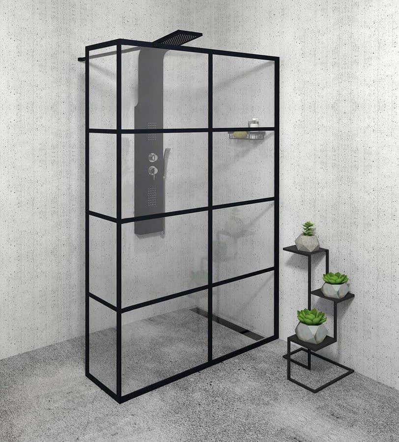 CURE BLACK walk-in 1400 mm, szkło przezroczyste