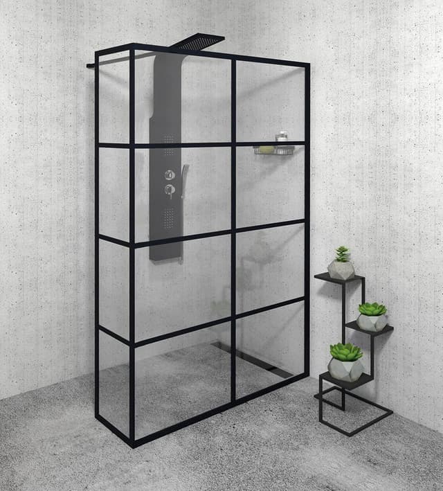 CURE BLACK walk-in 1400 mm, szkło przezroczyste