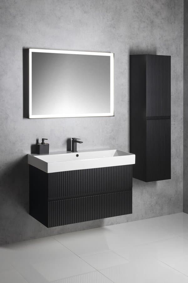 SORT lustro LED 100x70 cm w czarnej ramie, prostokątne