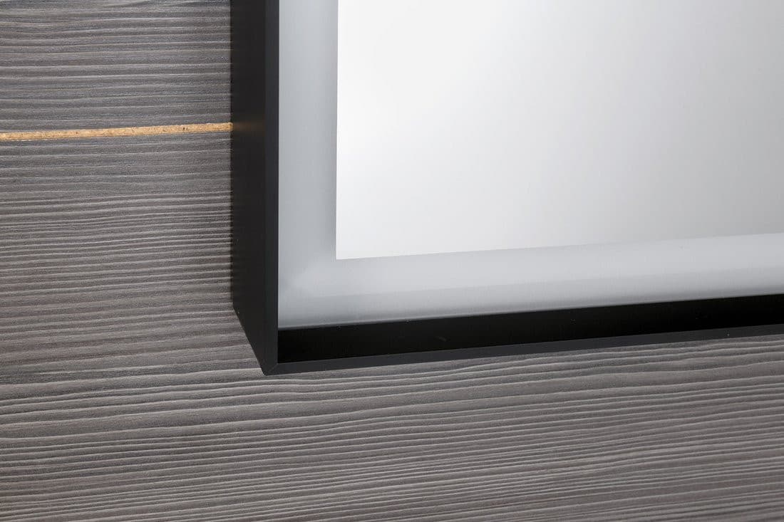 SORT lustro LED 100x70 cm w czarnej ramie, prostokątne