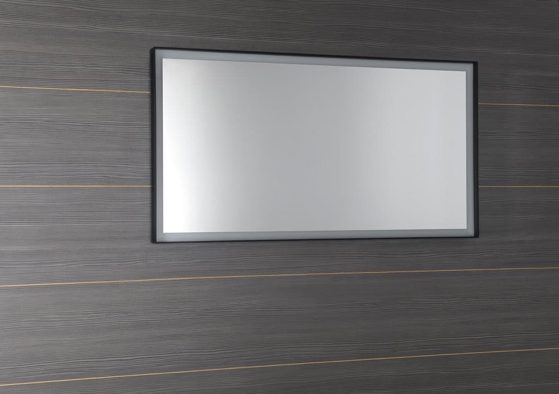 SORT lustro prostokątne z oświetleniem LED 120x70 cm, czarne matowe