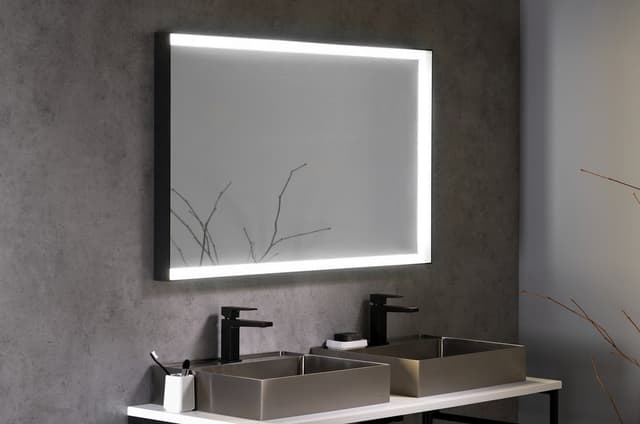 SORT lustro prostokątne z oświetleniem LED 120x70 cm, czarne matowe