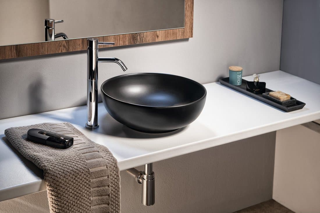 RONDANE nablatowa umywalka ceramiczna Ø 41cm, czarny mat