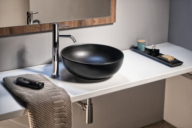 RONDANE nablatowa umywalka ceramiczna Ø 41cm, czarny mat