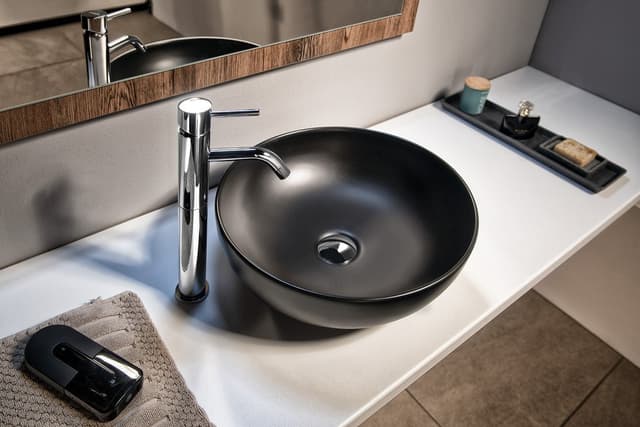RONDANE nablatowa umywalka ceramiczna Ø 41cm, czarny mat