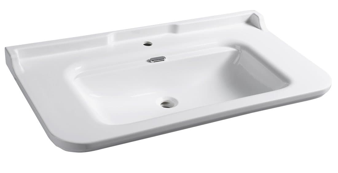 WALDORF umywalka ceramiczna 120x55 cm, biały retro