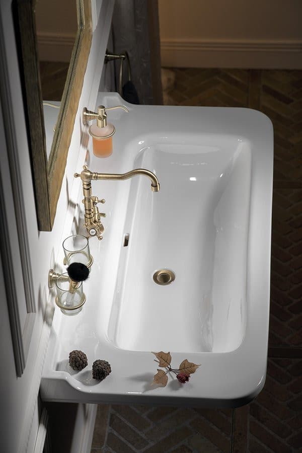 WALDORF umywalka ceramiczna 120x55 cm, biały retro