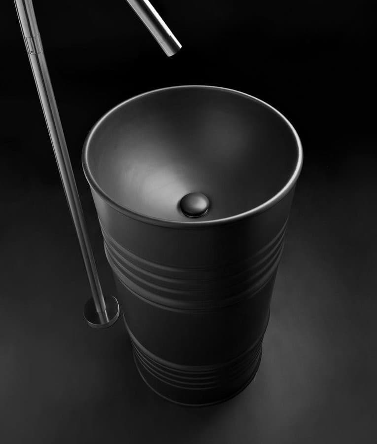 BARREL ceramiczna umywalka wolnostojąca czarna mat 45x90x45cm