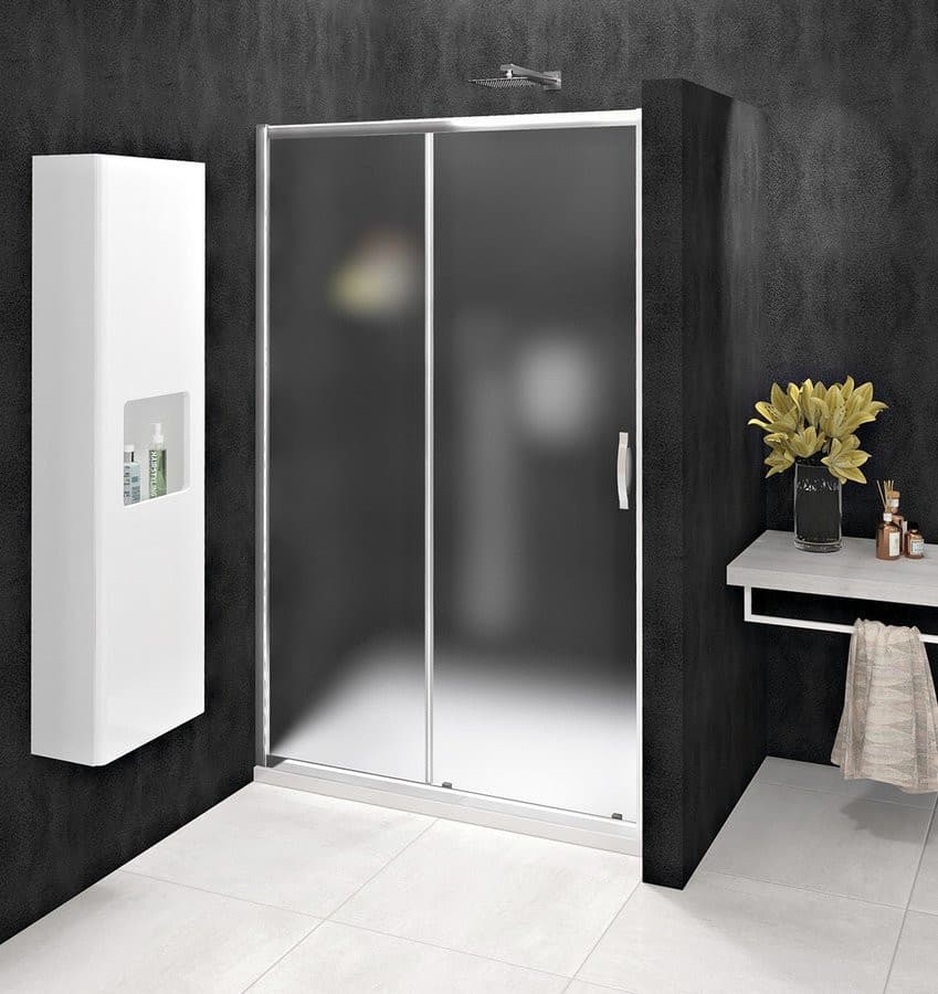 SIGMA SIMPLY drzwi prysznicowe przesuwne 1100 mm, szkło Brick, polerowane aluminium