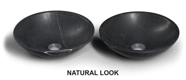 BLOK umywalka kamienna, okrągła 40 cm czarna Marquin, matowa
