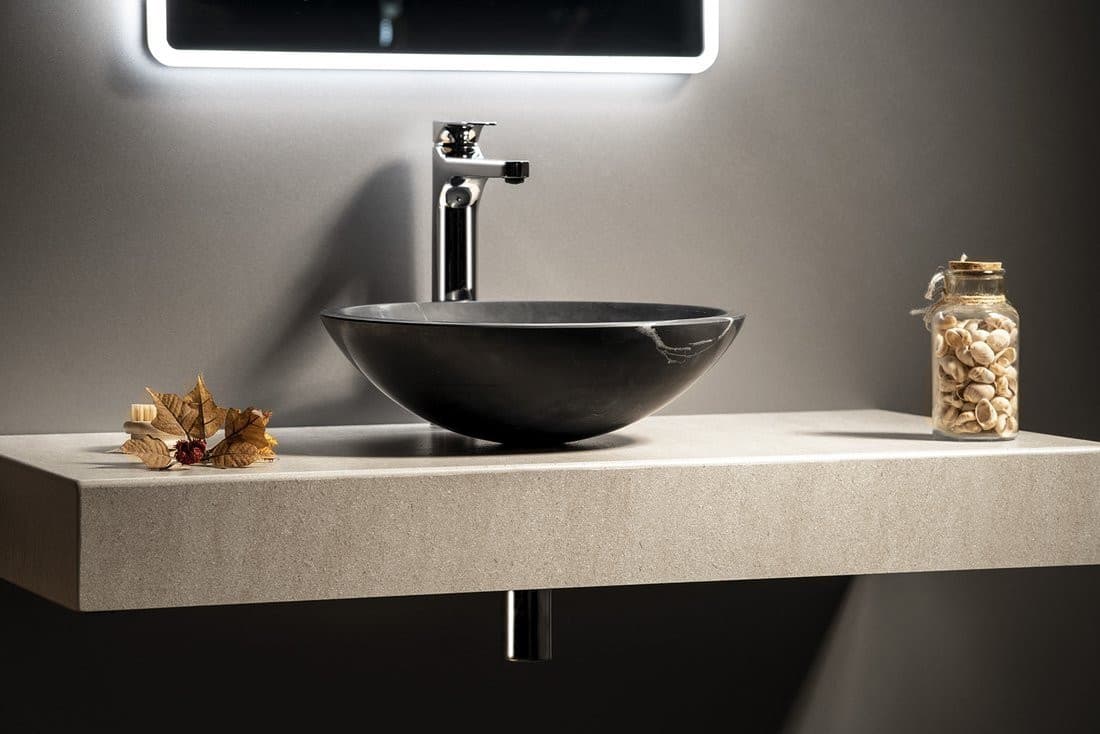 BLOK umywalka kamienna, okrągła 40 cm czarna Marquin, matowa