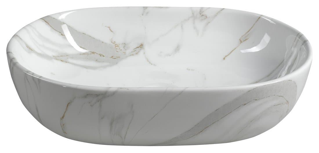 DALMA ceramiczna umywalka nablatowa 59x42 cm, marmur carrara