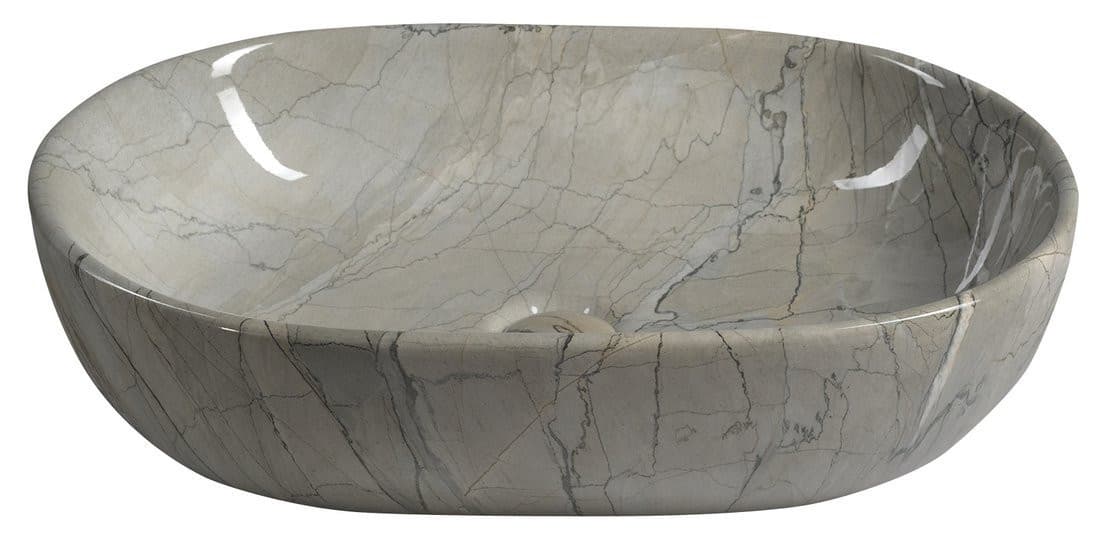 DALMA umywalka ceramiczna nablatowa 59x42 cm szara