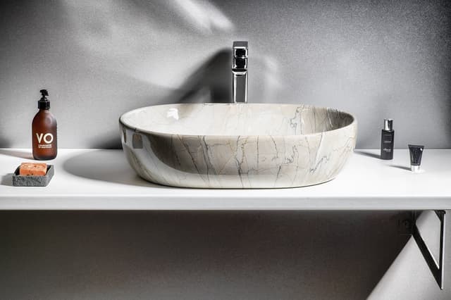 DALMA umywalka ceramiczna nablatowa 59x42 cm szara