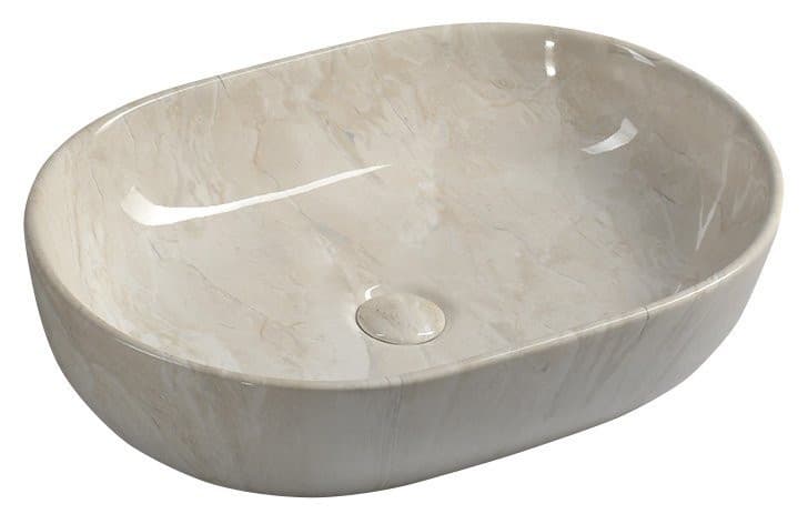 DALMA ceramiczna umywalka nablatowa 59x42 cm, beżowa