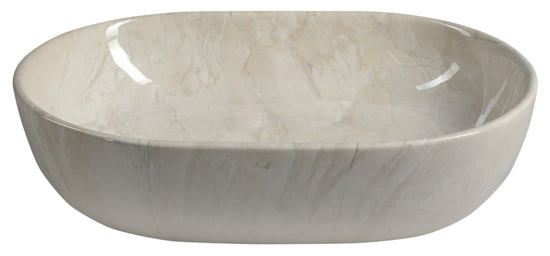 DALMA ceramiczna umywalka nablatowa 59x42 cm, beżowa