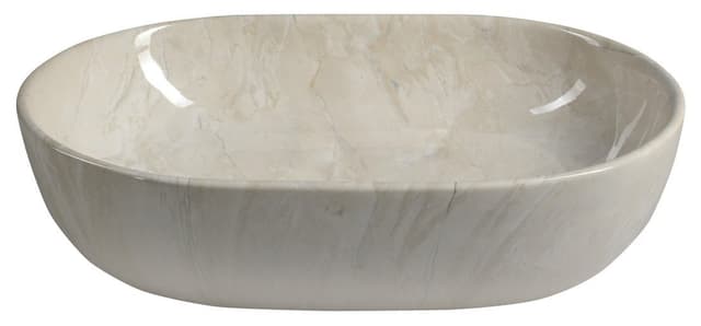 DALMA ceramiczna umywalka nablatowa 59x42 cm beżowa owalna