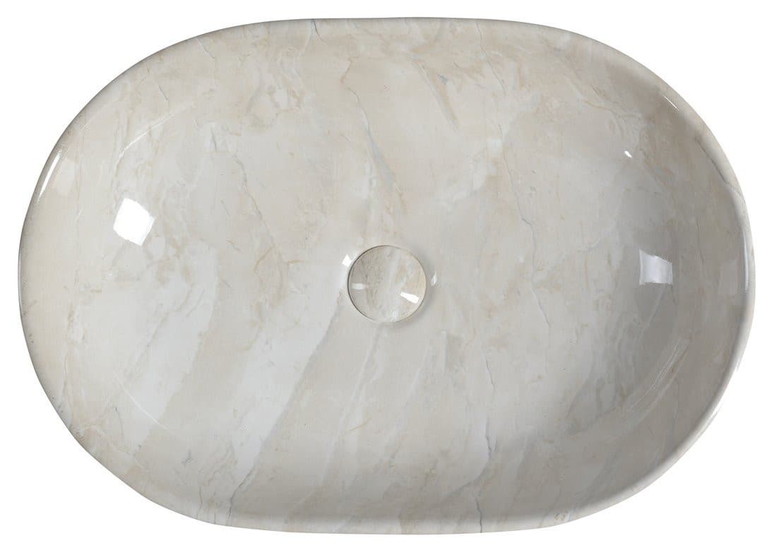 DALMA ceramiczna umywalka nablatowa 59x42 cm beżowa owalna