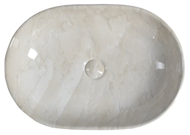 DALMA ceramiczna umywalka nablatowa 59x42 cm beżowa owalna
