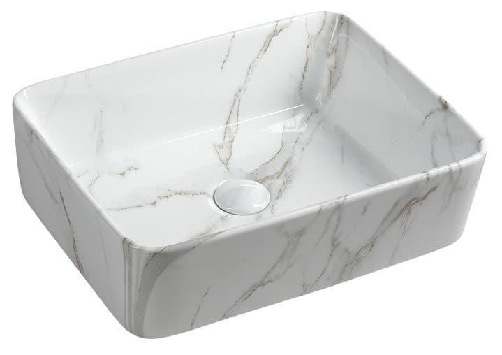DALMA ceramiczna umywalka nablatowa 48x38 cm, marmur carrara