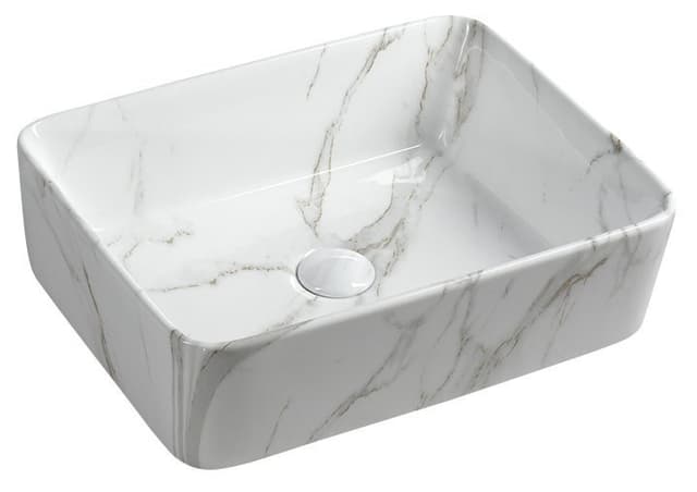 DALMA ceramiczna umywalka nablatowa 48x38 cm, marmur carrara