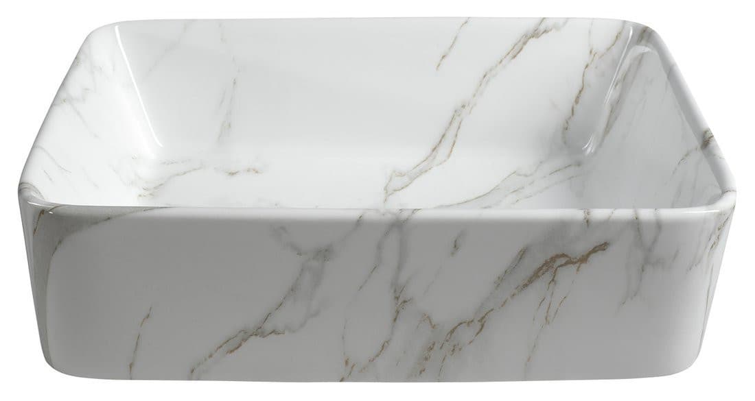 DALMA ceramiczna umywalka nablatowa 48x38 cm, marmur carrara