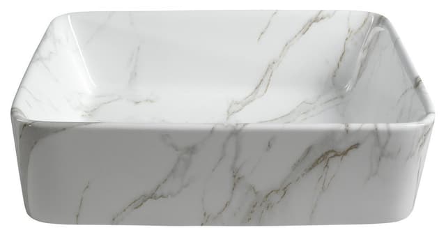 DALMA ceramiczna umywalka nablatowa 48x38 cm, marmur carrara