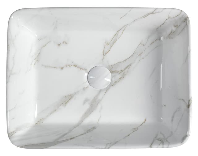 DALMA ceramiczna umywalka nablatowa 48x38 cm, marmur carrara