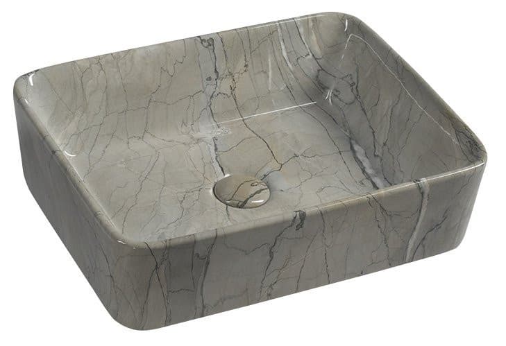 DALMA umywalka ceramiczna nablatowa prostokątna 48x38 cm szara