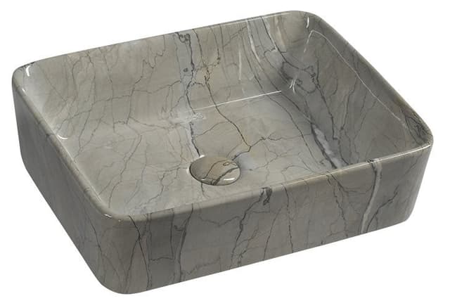 DALMA umywalka ceramiczna nablatowa prostokątna 48x38 cm szara