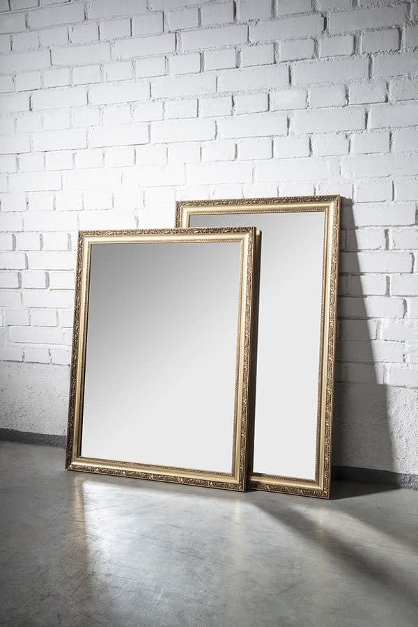 BOHEMIA lustro prostokątne w drewnianej ramie 589x989 mm, złote