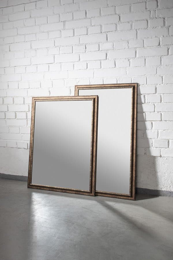 ROMINA lustro prostokątne w drewnianej ramie 680x880mm z brązową patyną
