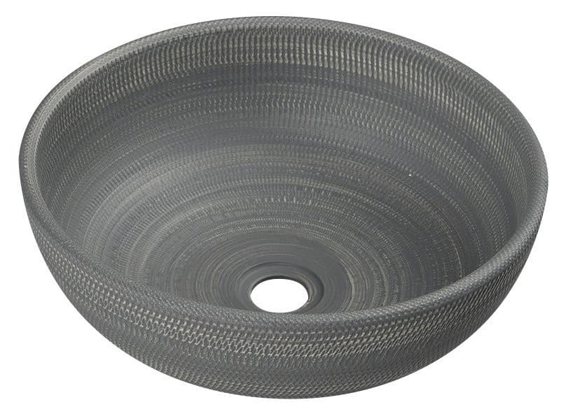 PRIORI umywalka ceramiczna nablatowa okrągła Ø 41 cm, szara z wzorem