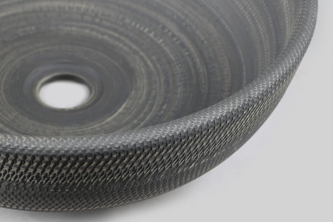 PRIORI umywalka ceramiczna nablatowa okrągła Ø 41 cm, szara z wzorem