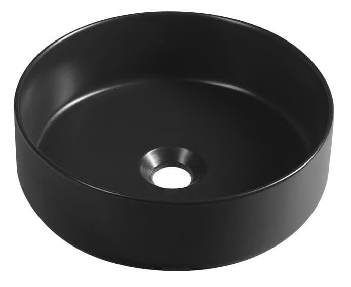 INFINITY ROUND umywalka ceramiczna nablatowa, okrągła czarna mat, Ø36cm