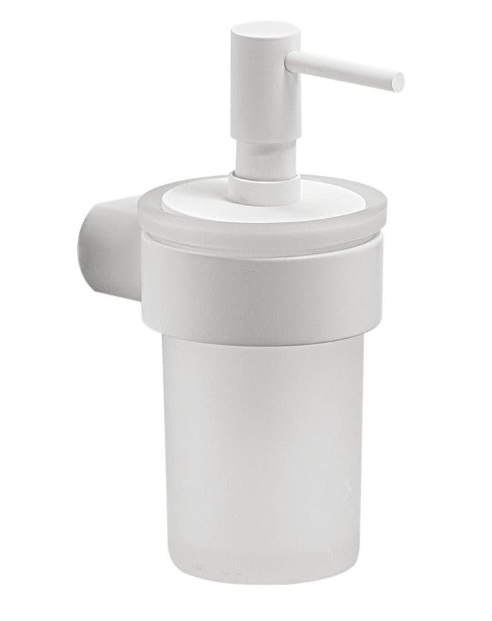 PIRENEI dozownik mydła wiszący 110 ml, biały mat z mlecznego szkła