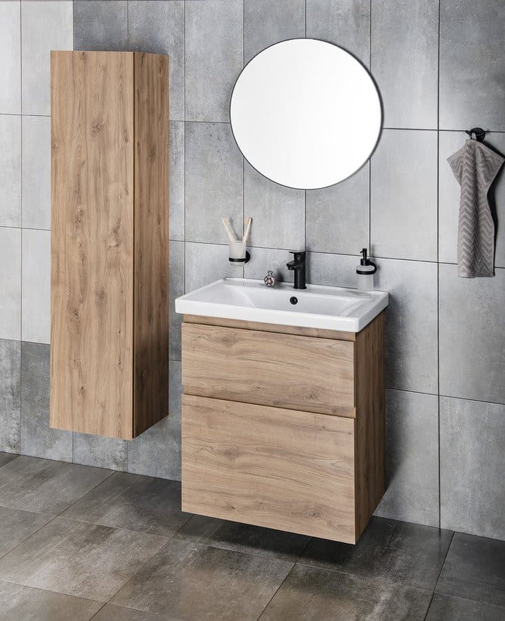 Lustro okrągłe w ramie plastikowej, średnica 60 cm, czarne matowe