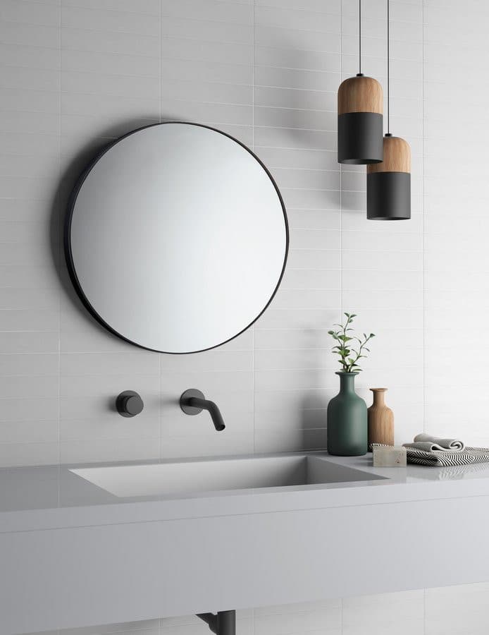 Lustro okrągłe w ramie plastikowej, średnica 60 cm, czarne matowe