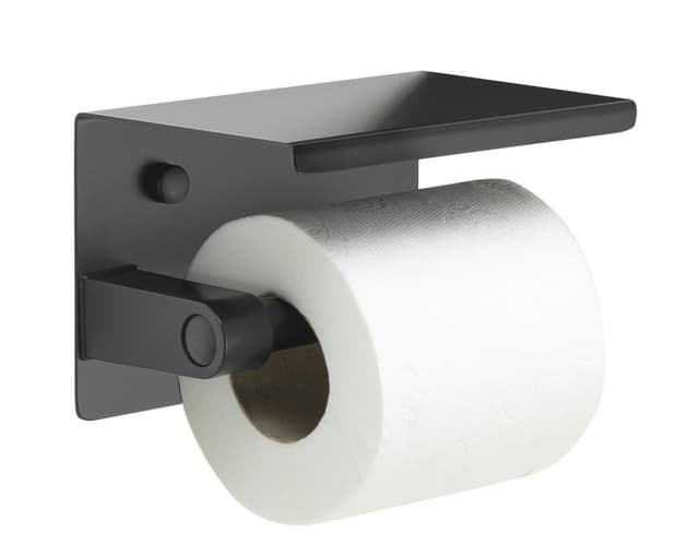 Wieszak na papier toaletowy z półką, matowy czarny