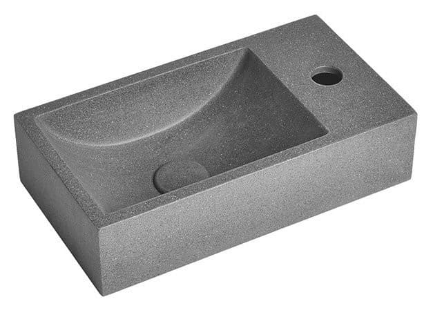 CREST R umywalka betonowa z odpływem, 40x22cm, czrany granit