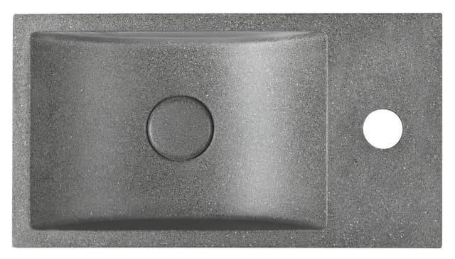 CREST R umywalka betonowa z odpływem, 40x22cm, czrany granit