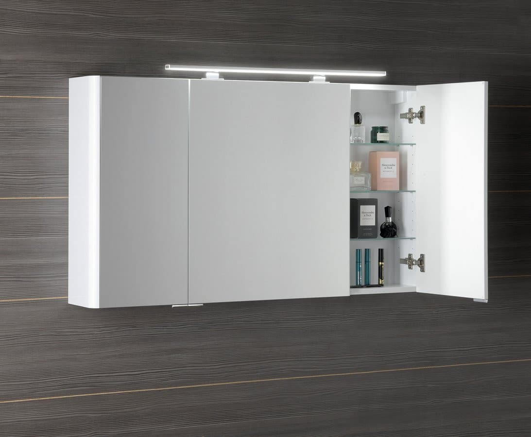 LUCIE szafka z lustrem LED, 126x70x17 cm, biała
