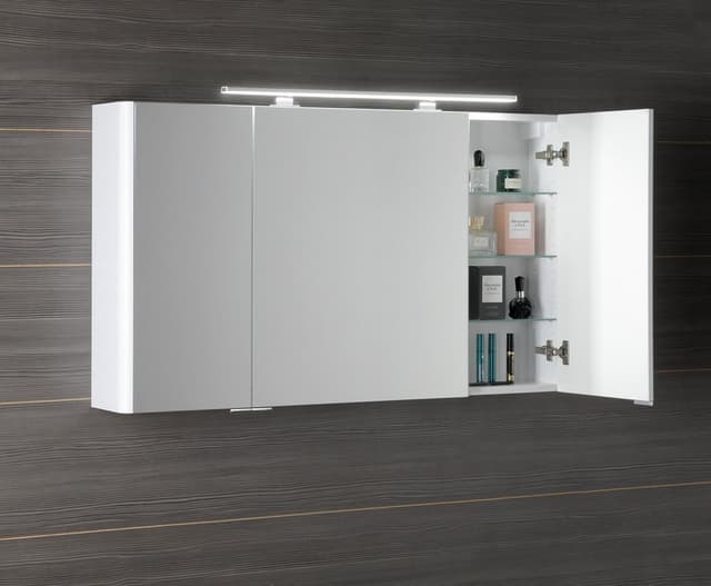 LUCIE szafka z lustrem LED, 126x70x17 cm, biała